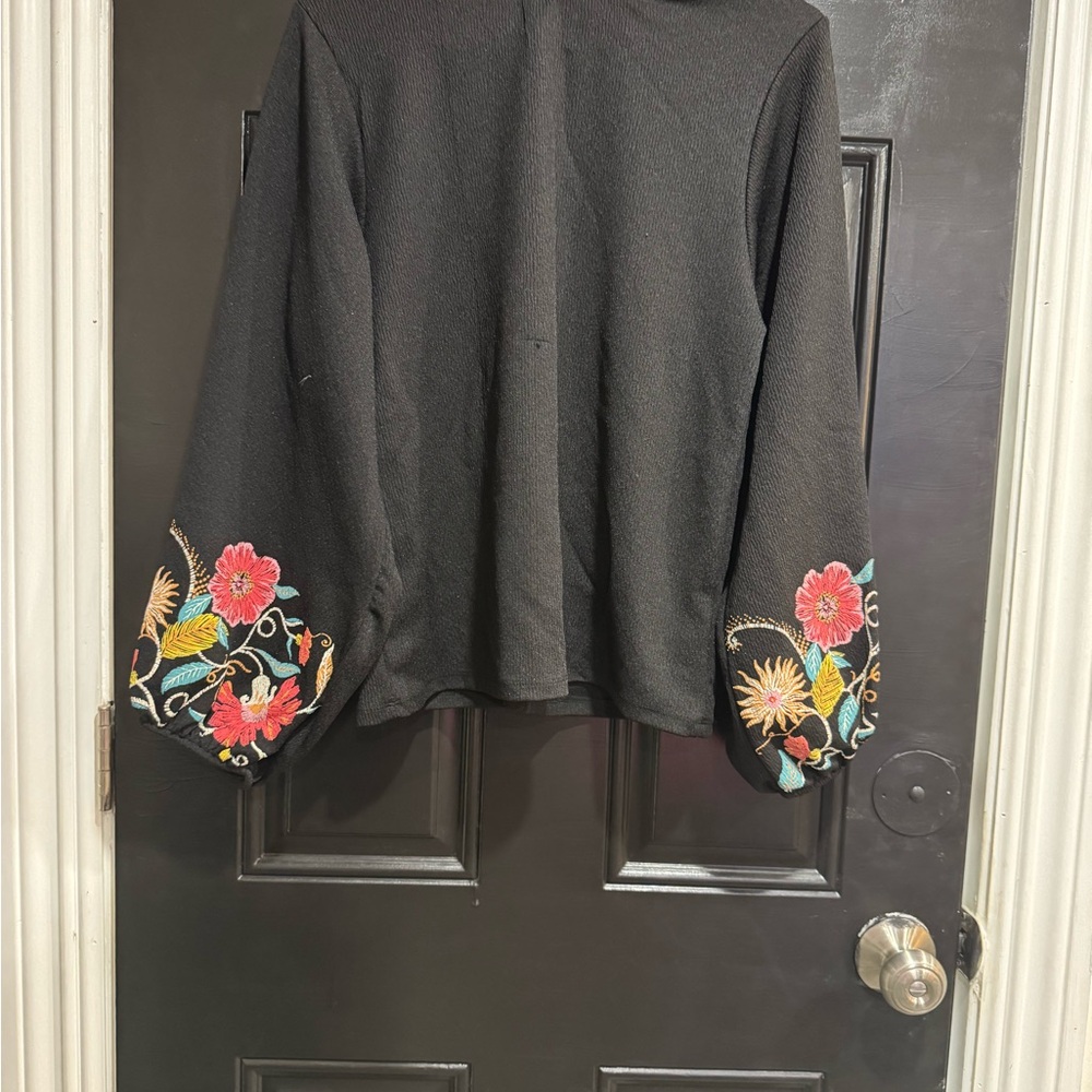 Zara Black Ribbed Knit Top